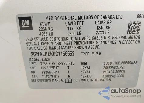 2012 Chevrolet Equinox 2Lt from USA, damaged, VIN 2GNALPEK0C1156652